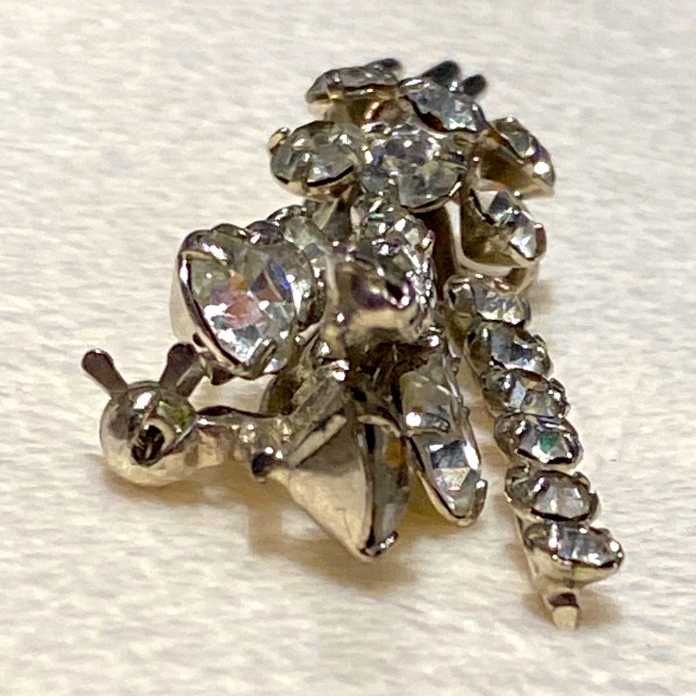 Vintage Austria Rhinestone Spray Brooch 2” Silver Tone Mid-Century Crystal Pin - Picture 7 of 16